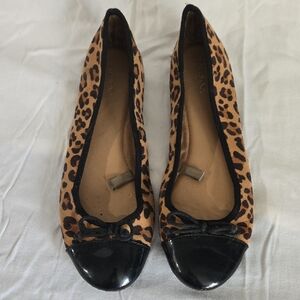 Leopard Print Ballet Flats with Black Accents
